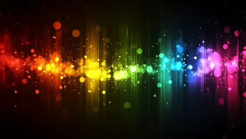 Glowing rainbow soundwave of colorful light and motion.