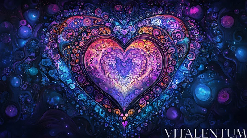 Luminous Heart Mandala Digital Artwork
