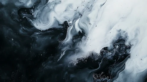 Monochrome fluid dynamics create a swirling abstract field