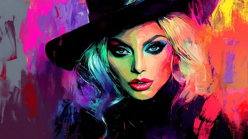 Color-saturated woman portrait in bold digital painting.