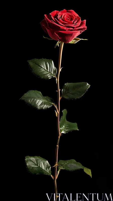 Red Rose Against Dark Background Displaying Petal Layering