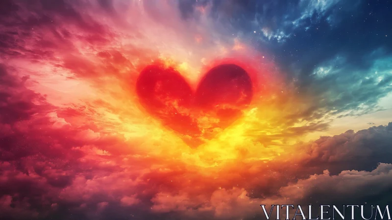 Heart-Shaped Sun Rises Through Glowing Celestial Clouds