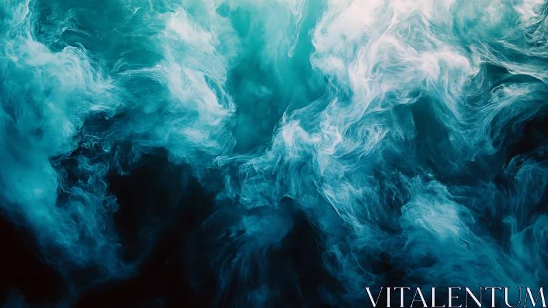 Cyan fluid dynamics cloudscape with turbulent diffusion field