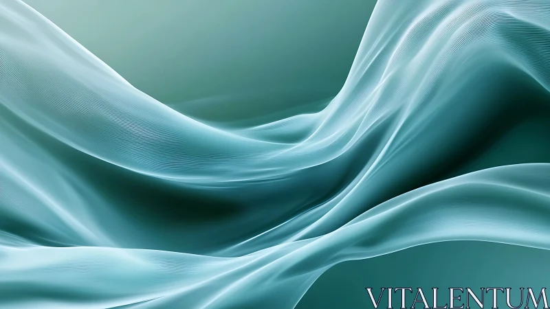 Teal translucent waves form smooth flowing abstract fabric field