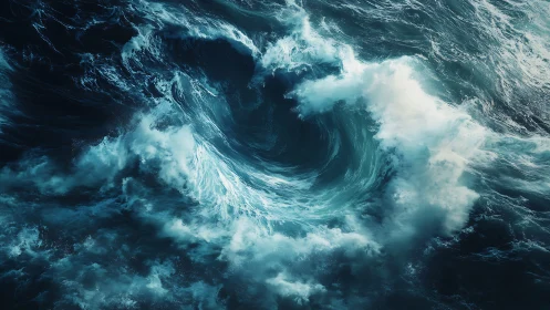 Powerful swirling ocean vortex in deep blue water.