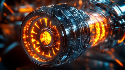 Starlit plasma engine core blazing inside chrome rings.