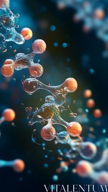 Liquid galaxies of glowing molecules drift through deep space.