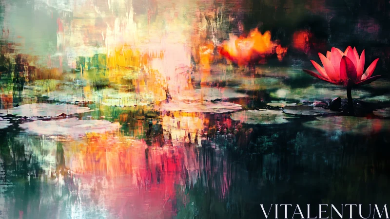 Luminous water lilies glow gently across a dreamy pond