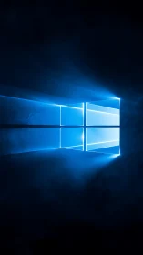 Luminous digital window cuts through deep electric midnight haze.