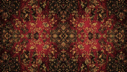 Ornate Persian-style red carpet pattern with vintage texture.