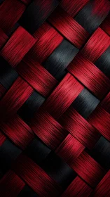 Red and black woven strands form a tight interlaced grid