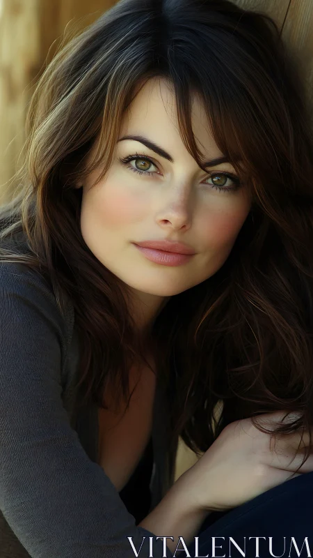 Close-up portrait of brunette woman with soft natural lighting