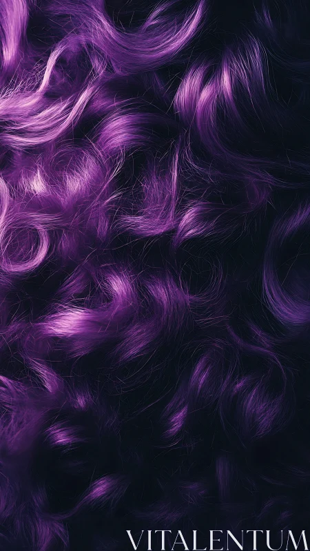 Curled violet hair texture on dark background surface.