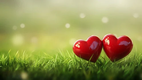 Twin Crimson Hearts Sprouting Verdant Hope.