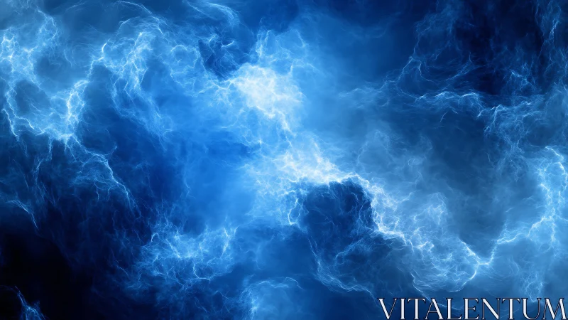 Electric blue energy storm swirls through cosmic void.