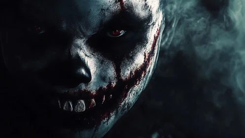 Brooding horror figure emerging from smoky darkness.