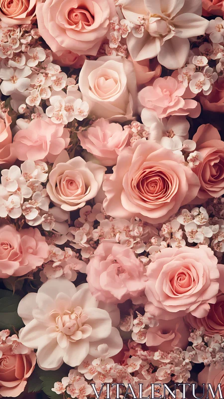 Luxurious Floral Arrangement with Pink Roses and Baby's Breath.