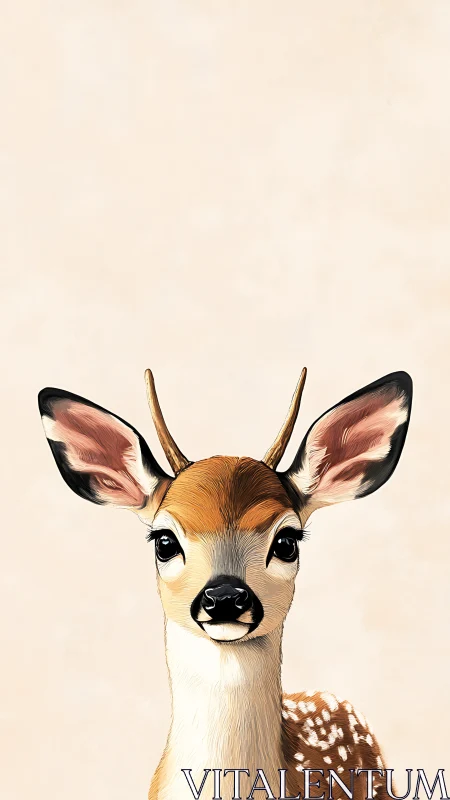 Gentle young deer portrait with soft, inviting pastel charm.