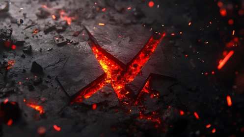 Cracked Stone Surface with Glowing Lava in Cinematic Style.