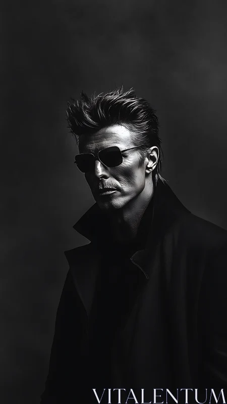 Moody monochrome portrait captures a brooding, stylish figure