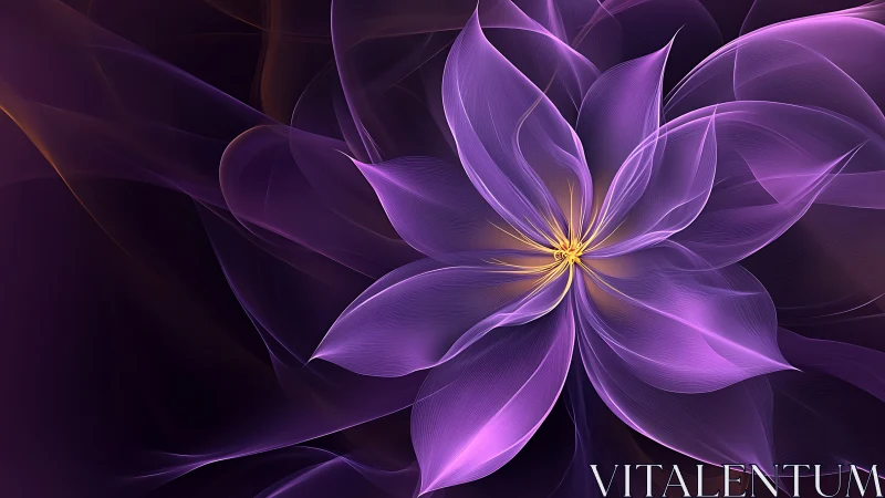 Luminous violet fractal flower blooms over deep twilight space