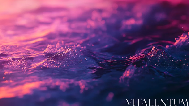 Neon dusk ripples turn quiet ocean waves into liquid fire