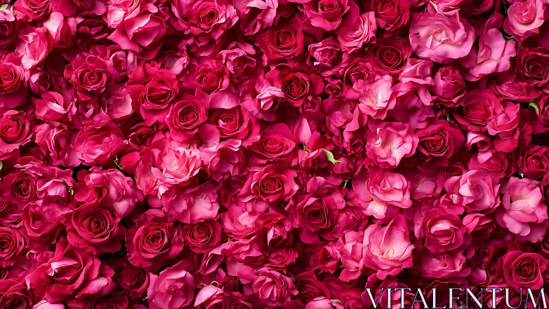 Dense Floral Wall Display: Layered Pink and Magenta Roses in Full Bloom