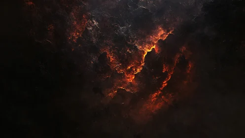 Molten chaos erupts through darkness and shadow.