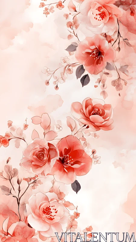 Coral Garden Dreams: Watercolor Peonies in Soft Bloom