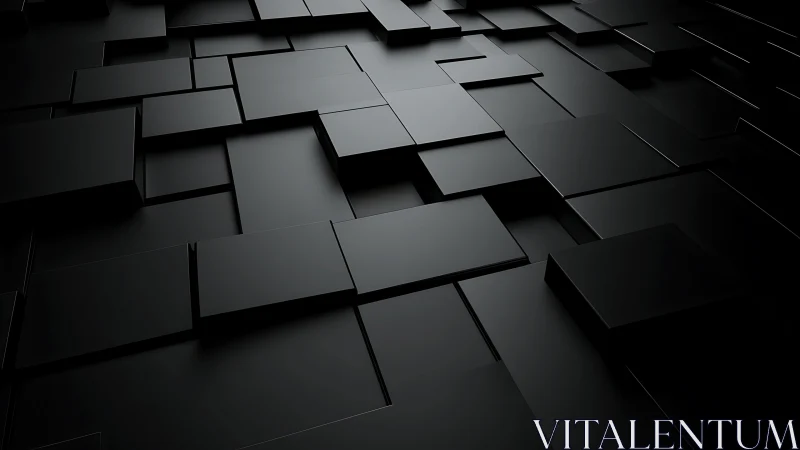 Layered black geometric panels create deep abstract surface