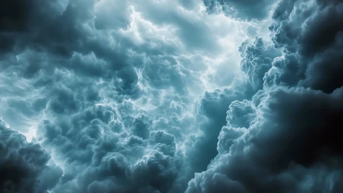 Rolling storm clouds open a glowing window in the sky