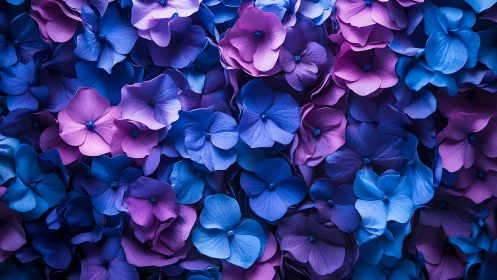 Chromatic Bloom Cascade: Electric Petals in Purple & Blue.