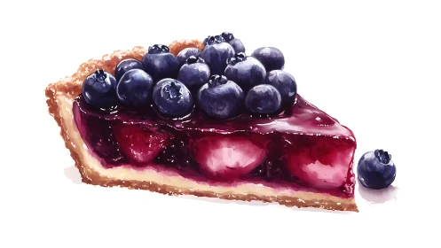 Juicy blueberry tart slice glows with rich berry sweetness
