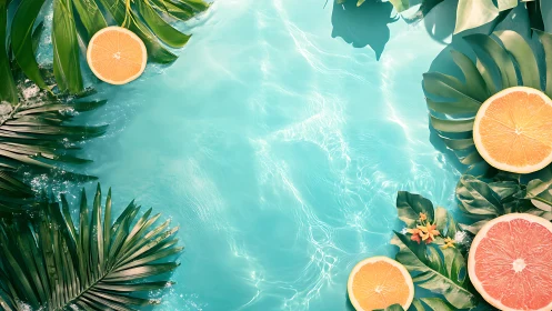 Tropical citrus poolside escape with sunny summer vibes.