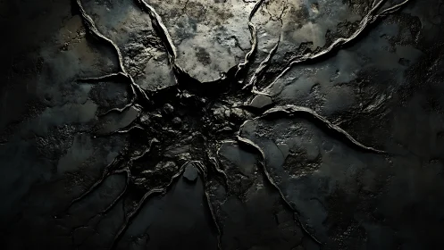 3D cracked metal surface with radial fracture structure design.