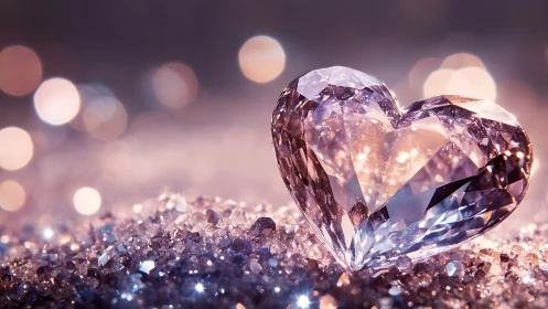 Crystal heart dreaming in lavender dusk and diamond dust.