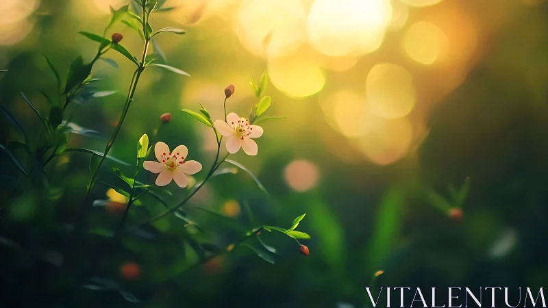 Delicate Blooms Dance Against Golden Hour Whispers