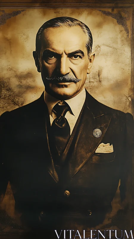 Vintage gentleman in a sepia-toned dignified portrait.