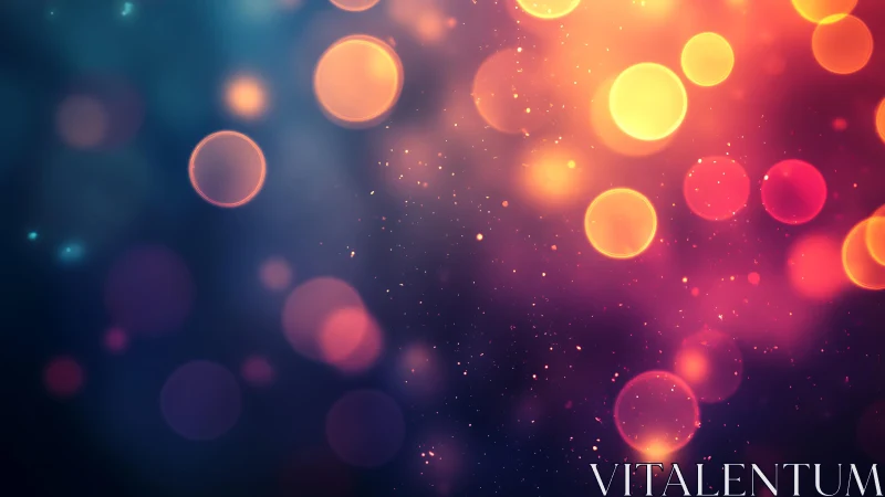 Vibrant glowing bokeh lights on dark background, abstract style.