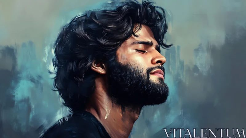 Bearded man in profile rendered with expressive painterly strokes