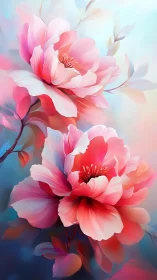 Layered Peony Blooms: Gradient-Rendered Floral Study.