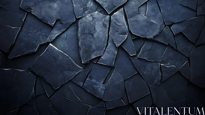 Dark Slate Stone Texture with Abstract Geometric Cracks Pattern.