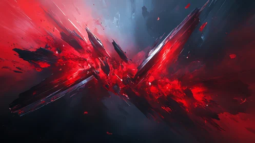 Striking Abstract Red and Black Digital Art with Dynamic Motion.