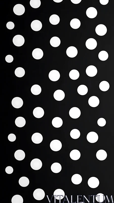Playful white polka dots dancing on deep black background.