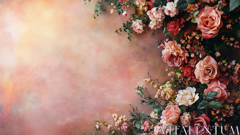 Luxuriant Floral Border Arrangement Against Soft Gradient Background