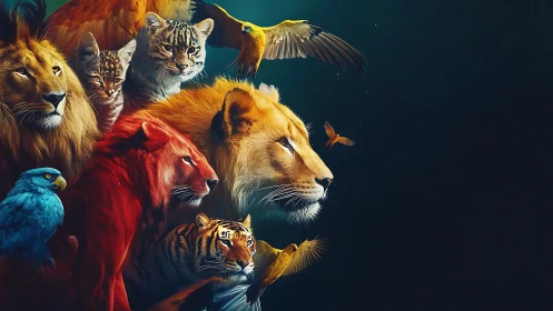 Wildlife Convergence: Predators Against Dark Sky.