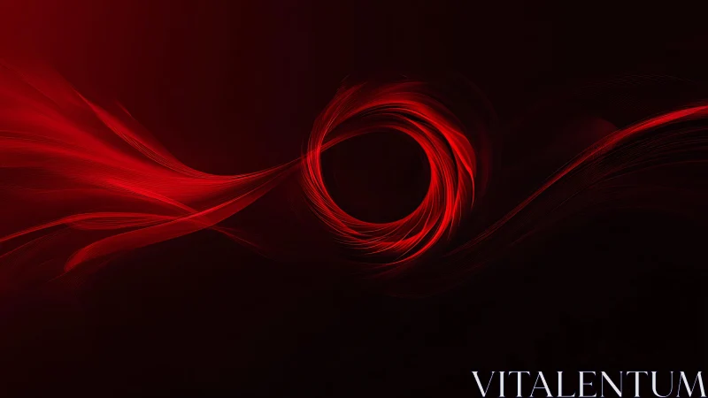 Vivid Abstract Red Swirl on Dark Background Digital Art.