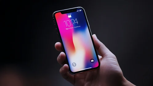 Premium smartphone displaying gradient lock screen interface.