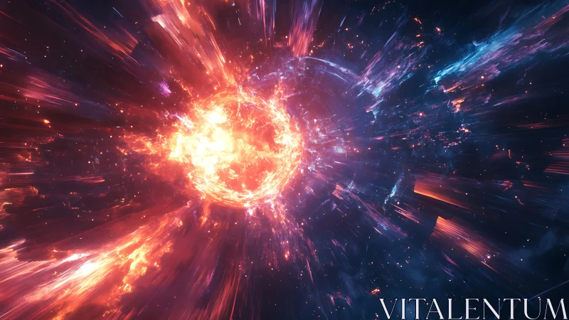 Exploding cosmic star radiates fiery energy into deep space