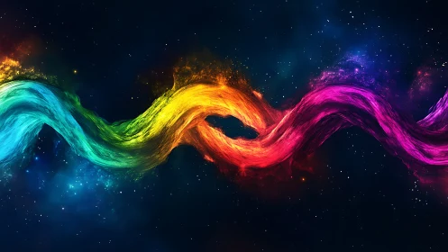 Spectral fluid ribbon arcs across deep cosmic starfield